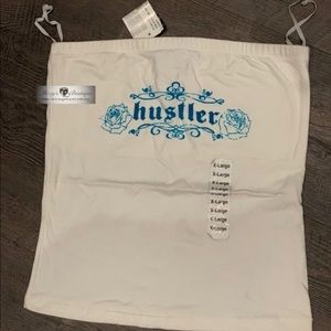 Women’s White Hustler Tube Top with Blue